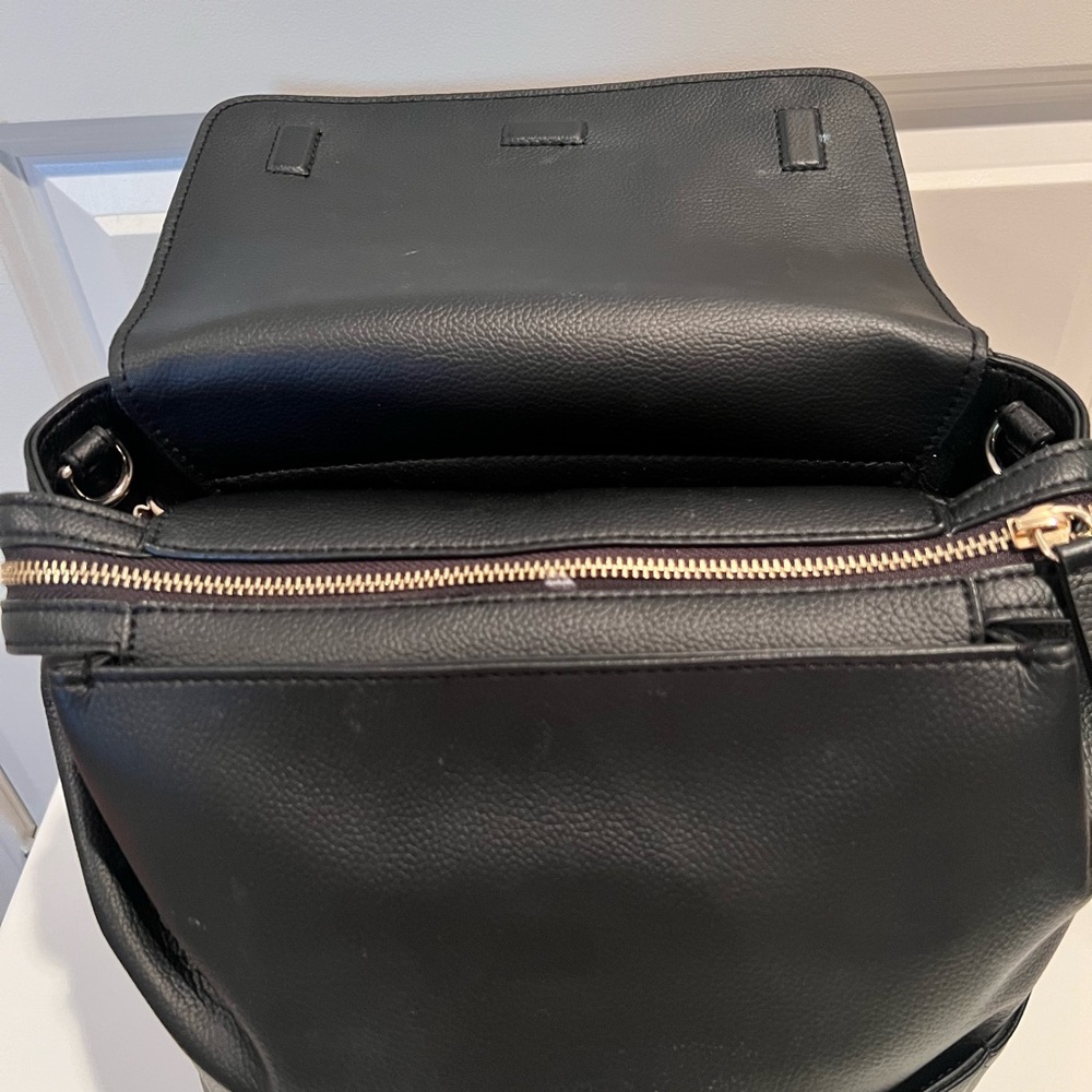 Black Leather Backpack Tote - Picture 5 of 6